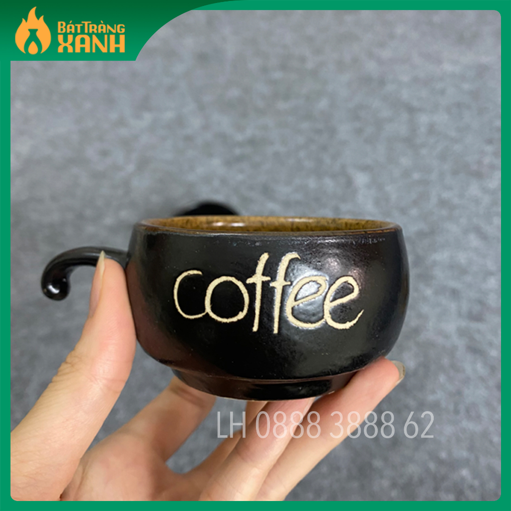 Bộ ly tách cà phê kèm đĩa lõm, thìa hàng đẹp dày dặn - Ly uống cà phê Bát Tràng cao cấp - Ly cà phê gốm sứ