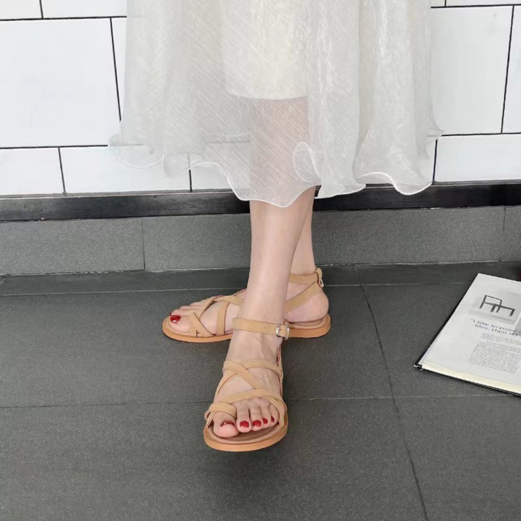 2023 Giày sandal nữ thấp OYY size lớn 35-42