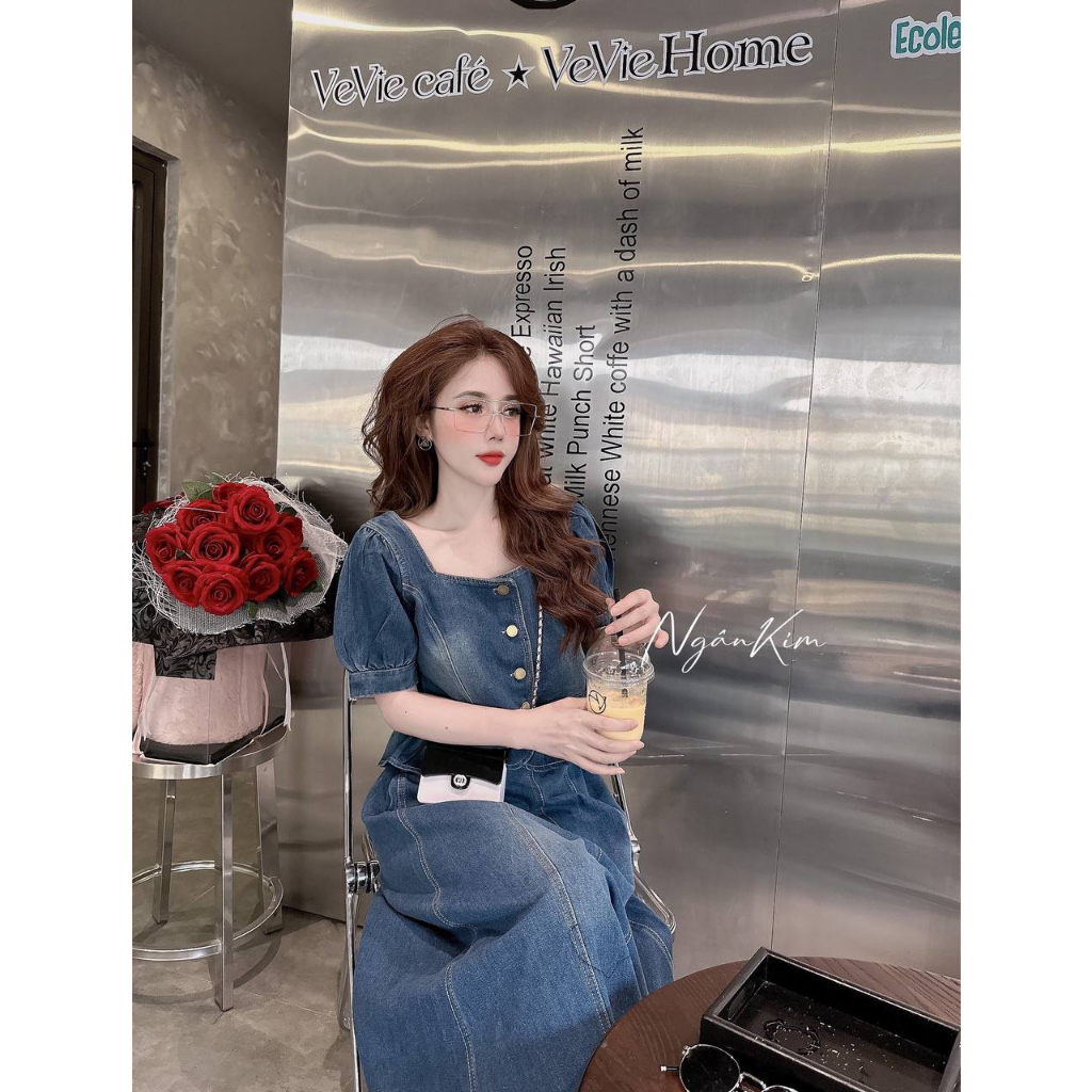 Set jean nữ áo + chân váy dài hàng quảng châu siêu đẹp