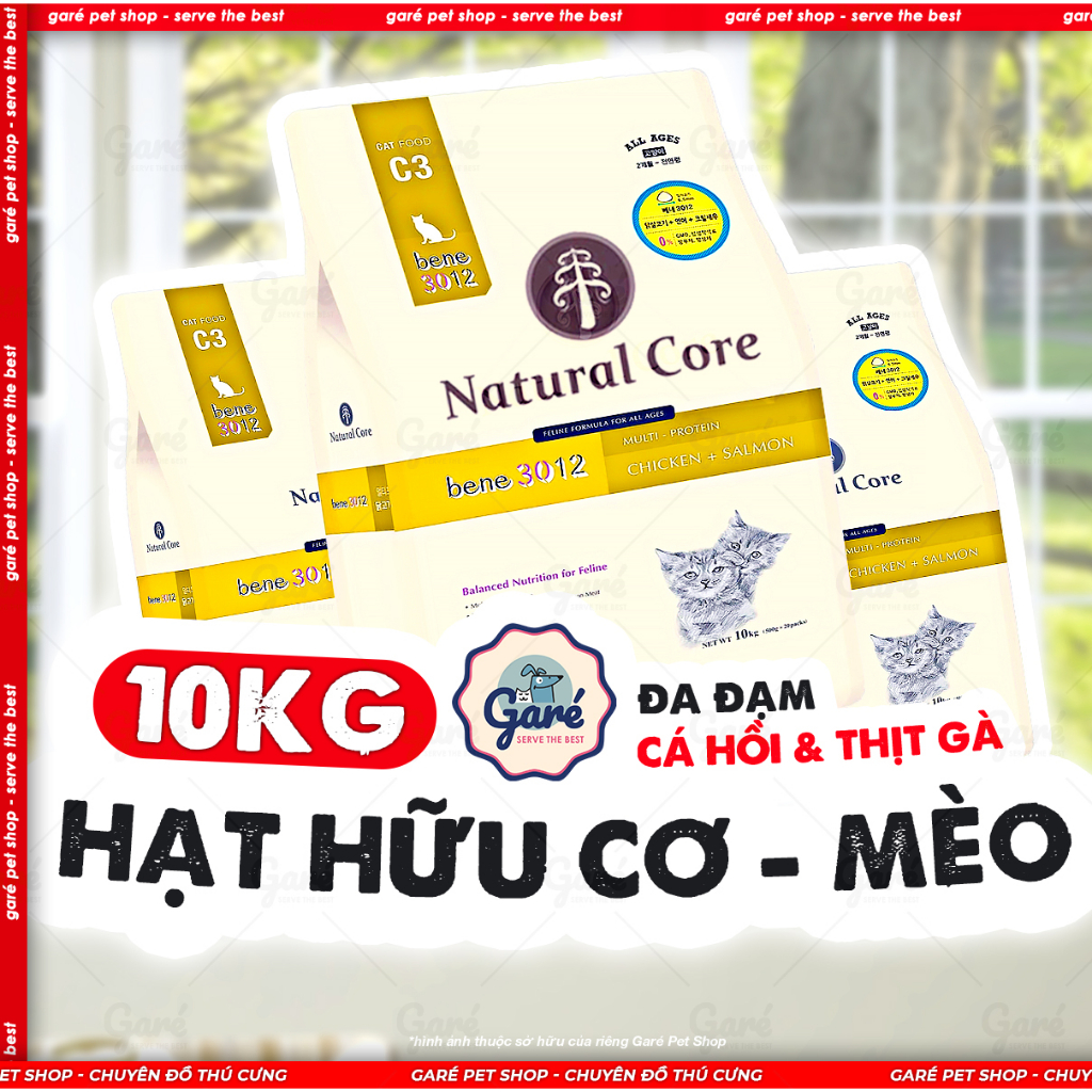 10kg - Hạt Natural Core Organic C3 BENE 3012 cho Mèo Thịt Gà & Cá Hồi - Natural Core for Kitten & Cats