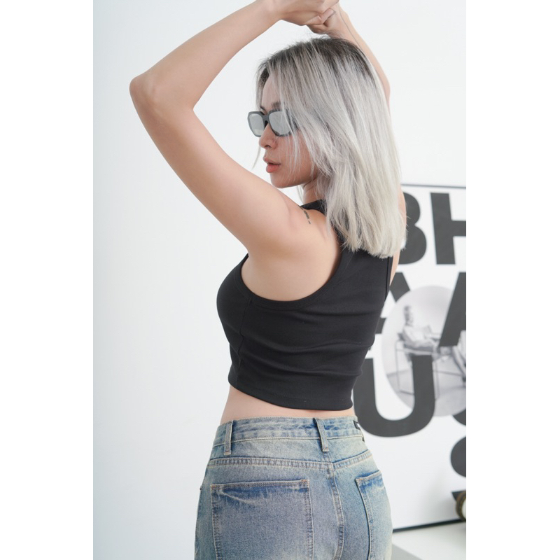 CR2304 Tank crop gân thêu hoạ tiết