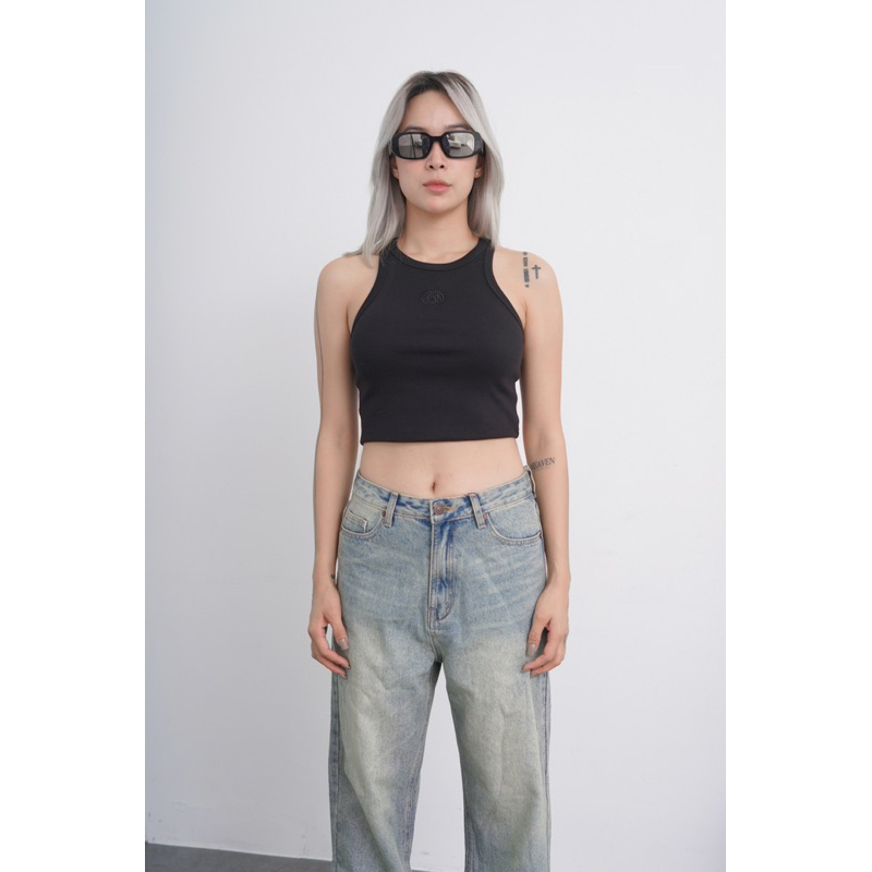 CR2304 Tank crop gân thêu hoạ tiết