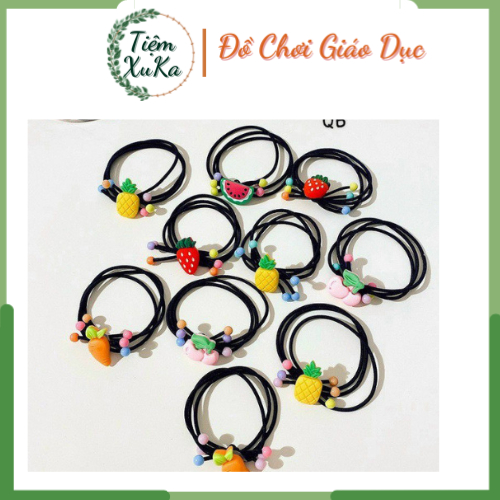 Sét 10 dây thun cột tóc trái cây