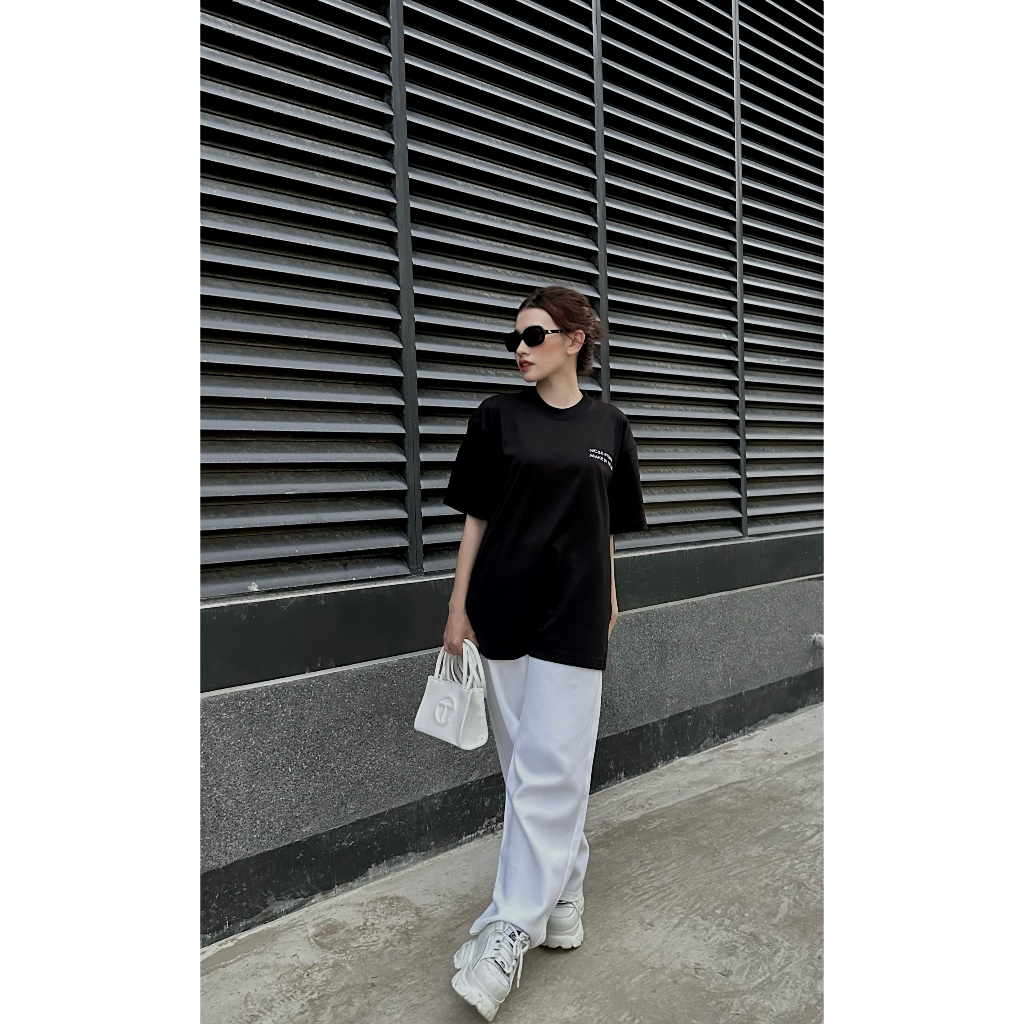 Quần dài ống rộng nữ local brand NCEE.STUDIO cotton mềm mịn unisex thể thao cao cấp màu trắng xám