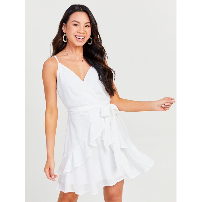Đầm Trixxi xếp tầng buộc nơ xuất xịn cao cấp - Strappy Ruffle Wrap Mini Dress