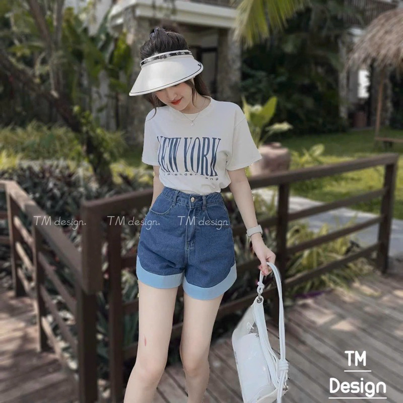 Set Bộ Thun Áo Phông NEW YORK Tay Ngắn Viền + Quần Short Đùi