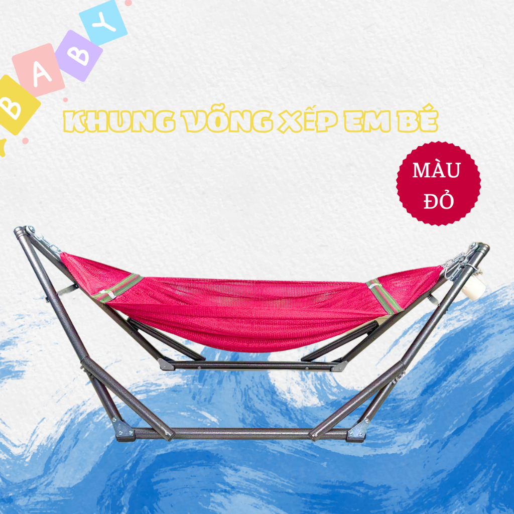 Khung võng xếp em bé kèm lưới võng em bé siêu chắc, siêu rộng. Bảo hành 12 tháng