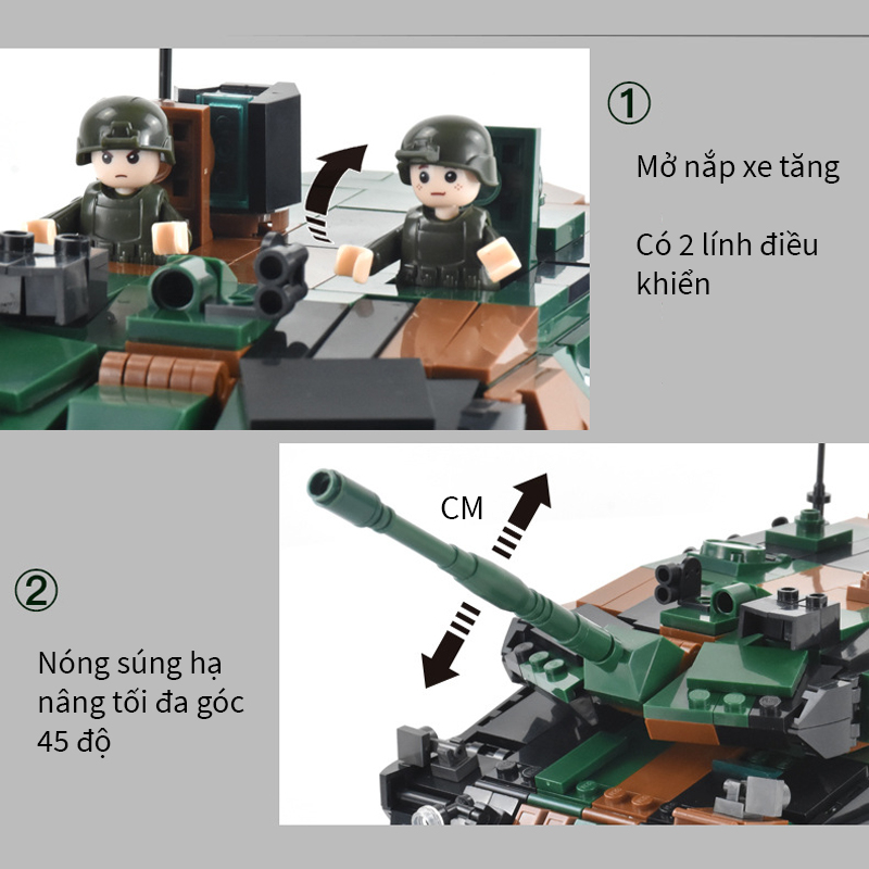 Đồ chơi Lắp ráp Xe tăng Đức 2A5, Sluban B0839 Main battle tank, Xếp hình thông minh, Mô hình xe tăng