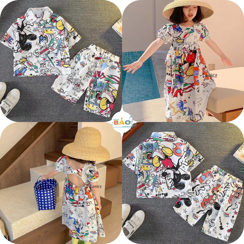‼️SALE SỐC‼️SET ĐỒ ĐÔI CHO BÉ TRAI VÀ BÉ GÁI HOẠ TIẾT MICKEY XINH XẮN, LẠ MẮT