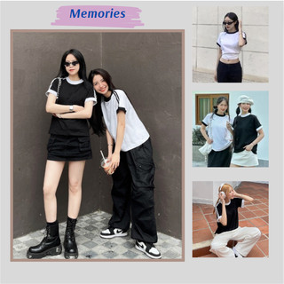 Áo baby tee đen trắng basic, áo thun nữ chất bozip dày dặn co giãn tốt - memories