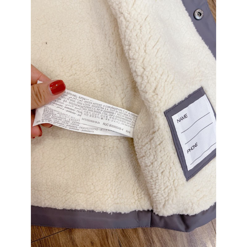 Áo khoác bé trai zara lót lông cừu, chống thấm nước