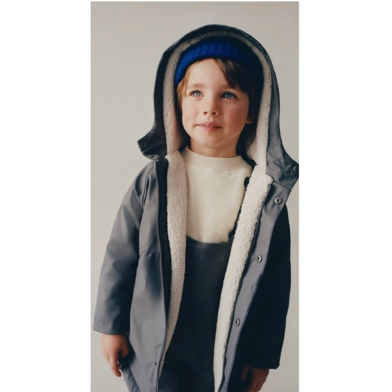 Áo khoác bé trai zara lót lông cừu, chống thấm nước