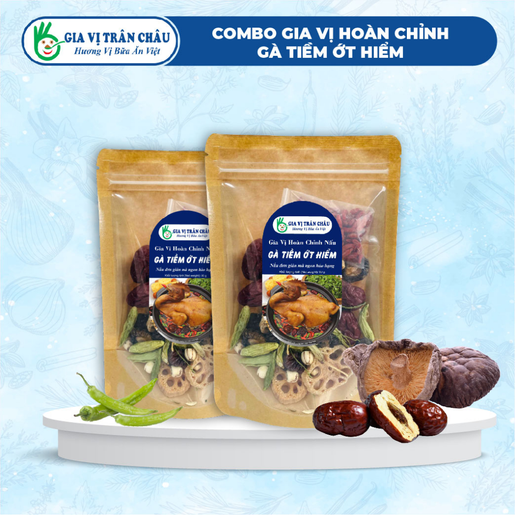 [COMBO 2 GÓI] Gói gia vị hoàn chỉnh nấu Gà tiềm ớt hiểm Trân Châu,90g, ngon và tiện dụng, đầy đủ thành phần