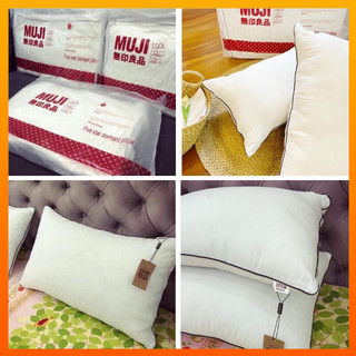 Ruột gối Muji xuất Nhật cao cấp, ruột gối đầu, gối nằm vải cotton 100% thoáng mát có khóa kéo
