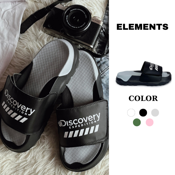 Dép quai xé dán unisex Discovery (D-D)- Dép Discovery quai dán logo in dập sắc nét- Elements