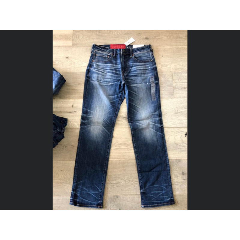 Quần Jean Nam AE xuất dư, form straight, co giản nhiều.