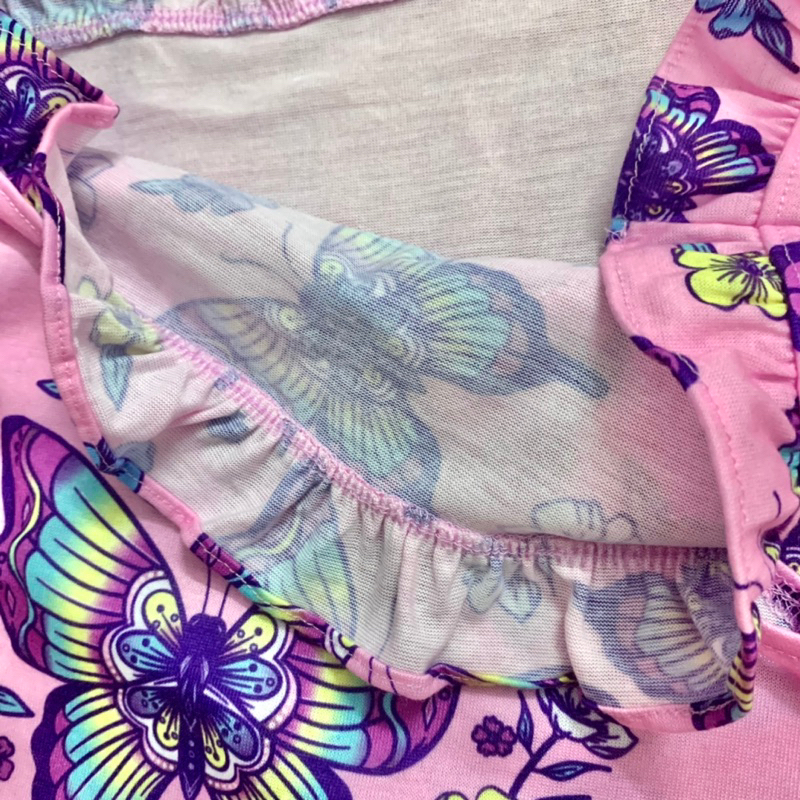 Đầm Thun Tay Ngắn Cánh Tiên Hoạ Tiết Cho Bé Gái PLACE Hàng Xuất Xịn Cao Cấp Chất Siêu Mịn Đẹp Mát Mặc Hè