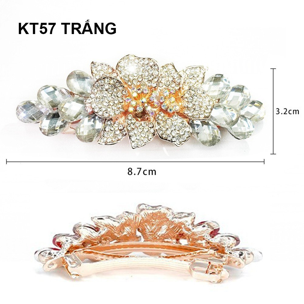 GOTI Kẹp Tóc Hình 2 Hoa Lớn Đính Đá Pha Lê Tròn Sang Trọng Tặng Mẹ, Tặng Bà, Người Lớn Tuổi KT57