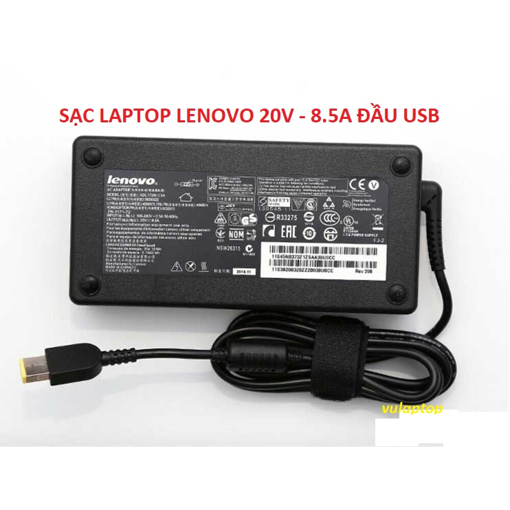 Sạc laptop LENOVO 20V - 8.5A 170W (Đầu Vuông USB)