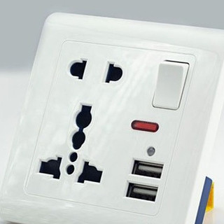 Ổ cắm điện 2 cổng USB có công tắc chuẩn vuông cao cấp- Hàng Chính Hãng