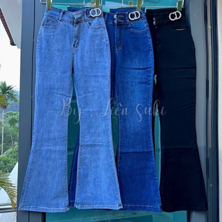 Quần jean nữ ống loe cd dài 103cm - lưng cao qua rốn - co giãn mạnh