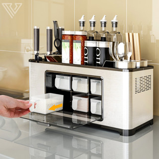 Kệ Gia Vị Nhà Bếp Inox 304 Đa Năng, Kệ Bếp Cài Dao Kéo Cắm Đũa Thìa Đựng Gia Vị Chống Ẩm MKS009