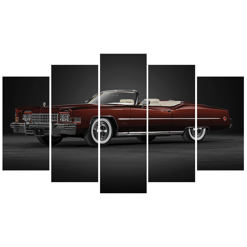 Tránh tráng gương bộ tranh ghép 5 tấm dán tường siêu xe ô tô Cadillac Eldorado 1973