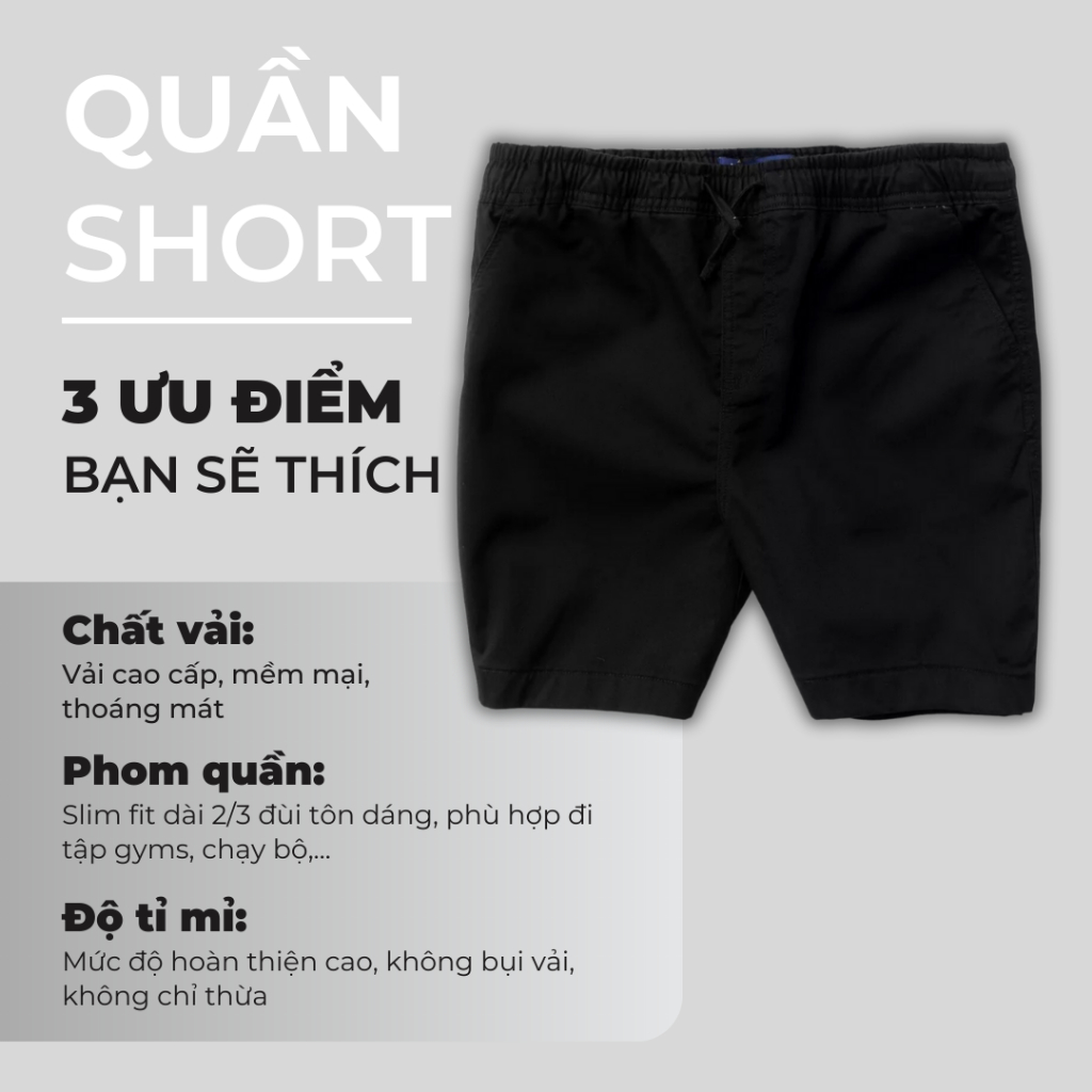 Quần Lửng Nam Kaki Màu Đen, Nâu Quần Short Nam Tập Gym, Chạy Bộ QDTO1500 Unichic