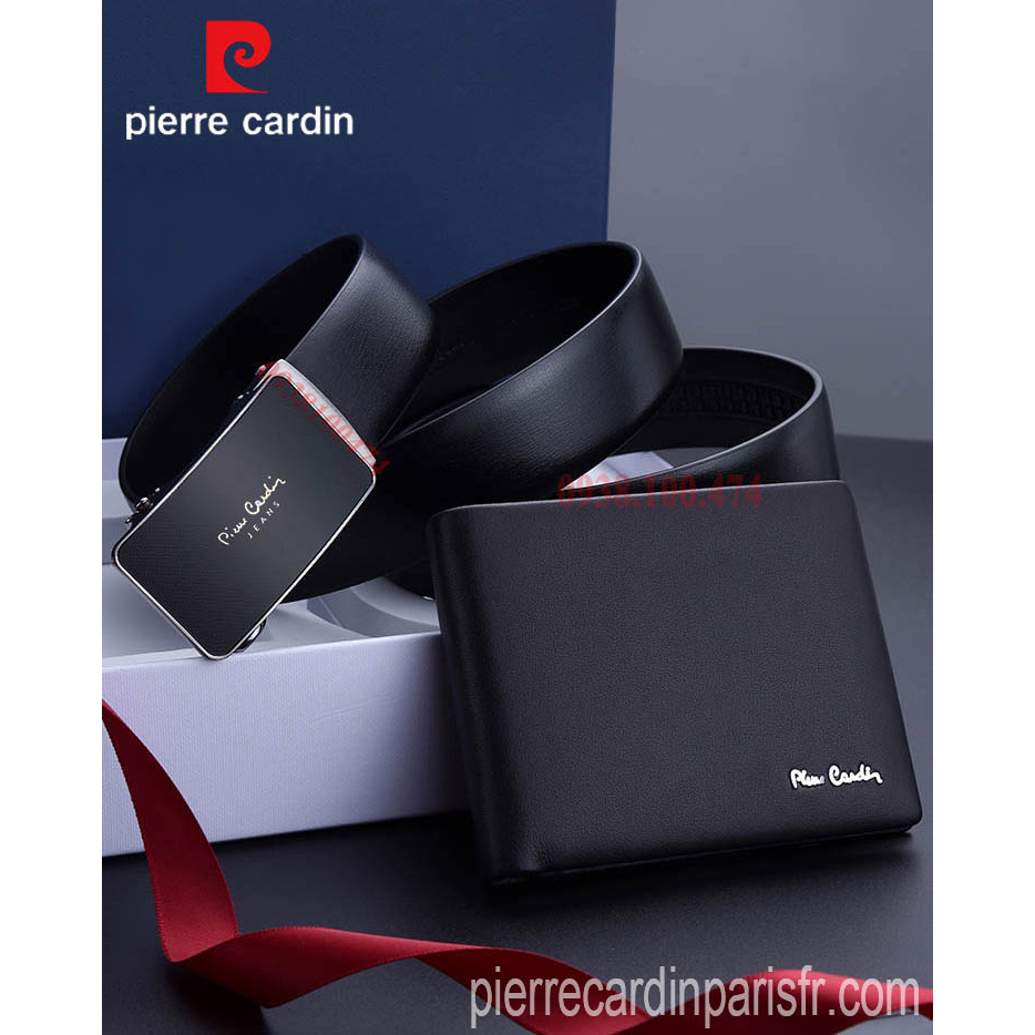 Combo thắt lưng ví Pierre Cardin chính hãng da bò cao cấp khóa chốt tự động PCJ0005