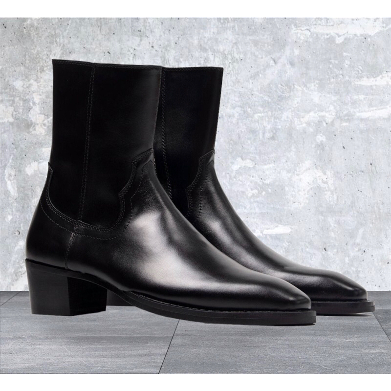 ZIP BOOTS Giày Bốt Nam Khóa Kéo YKK Da Bò Nhập Khẩu Bangladesh Đế Khâu Gót Gỗ Cao 5cm Chính Hãng - TDK Shoemaker