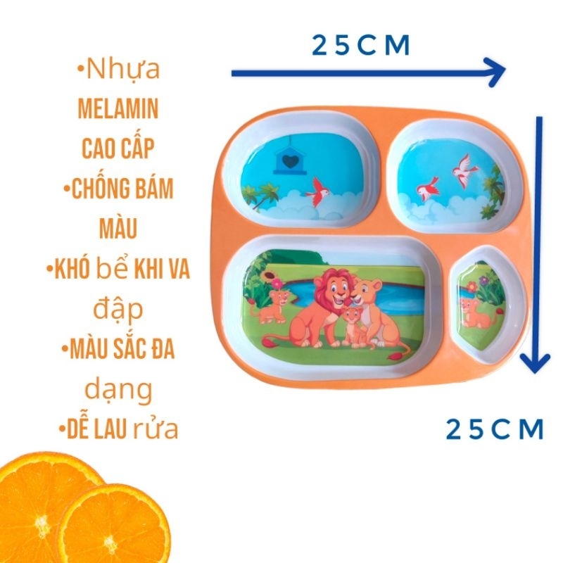 Khay cơm cho bé nhựa melamin VCP cao cấp - tặng kèm muỗng