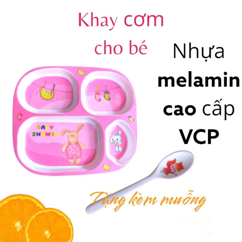 Khay cơm cho bé nhựa melamin VCP cao cấp - tặng kèm muỗng