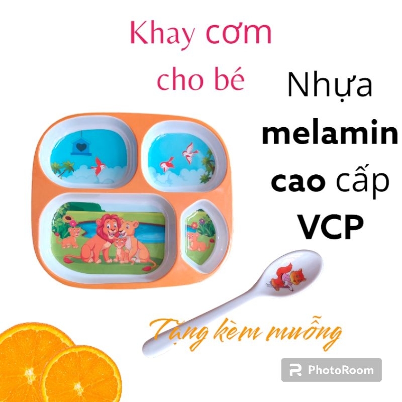 Khay cơm cho bé nhựa melamin VCP cao cấp - tặng kèm muỗng