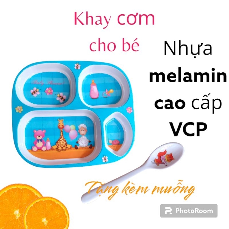 Khay cơm cho bé nhựa melamin VCP cao cấp - tặng kèm muỗng