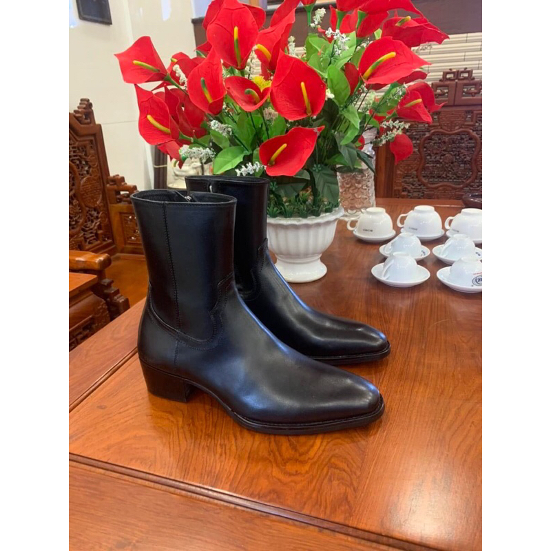 ZIP BOOTS Giày Bốt Nam Khóa Kéo YKK Da Bò Nhập Khẩu Bangladesh Đế Khâu Gót Gỗ Cao 5cm Chính Hãng - TDK Shoemaker