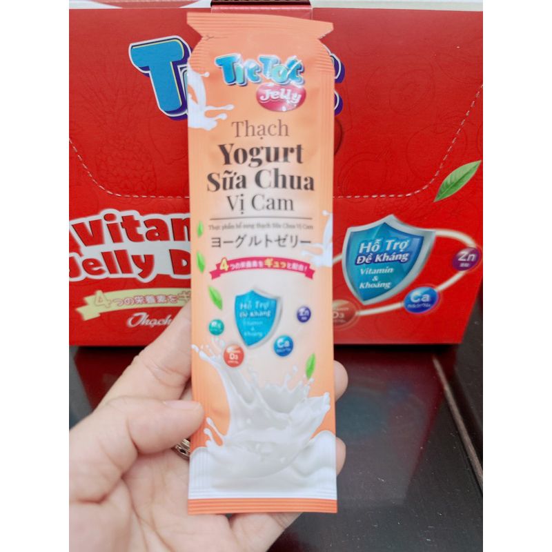 30 thanh TẶNG 3 thanh Thạch sữa chua TITOT dai dai mix 3 vị trái cây dâu cam truyền thống