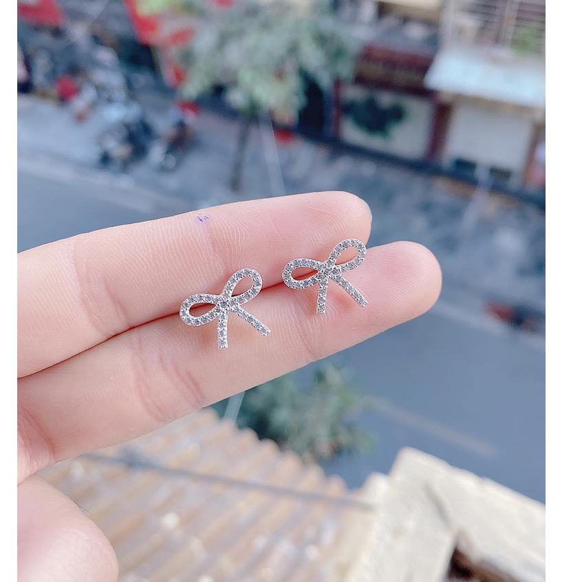 bông tai cánh nơ hot hit, bạc ta cao cấp