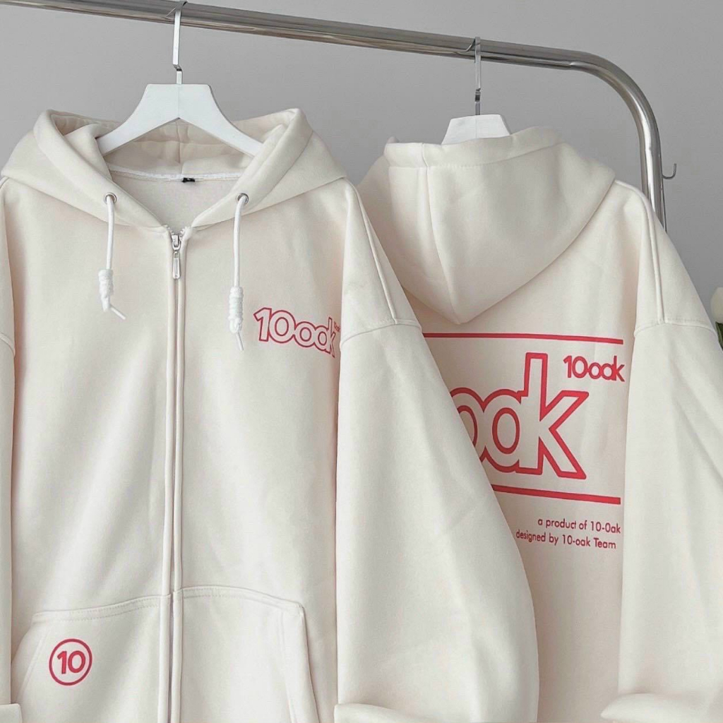 Áo Hoodie nữ zip unisex, khoác bomber nỉ bông Ulzzang, phong cách Hàn Quốc, In Logo 100DK