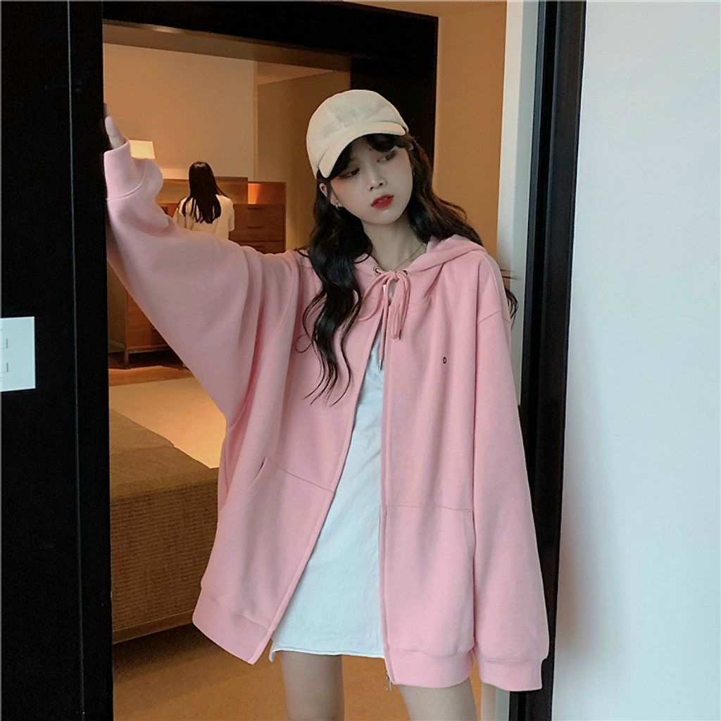 Áo Hoodie nữ zip unisex, khoác Hoodies nỉ bông Ulzzang, phong cách Hàn Quốc, thiêu chữ C. TP