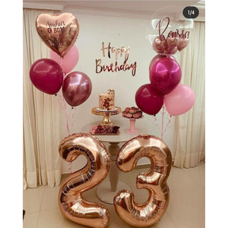 Bong bóng số sinh nhật màu rose gold 32 inch phong cách hàn quốc