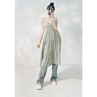 Đầm midi 2 dây cổ đắp chéo
