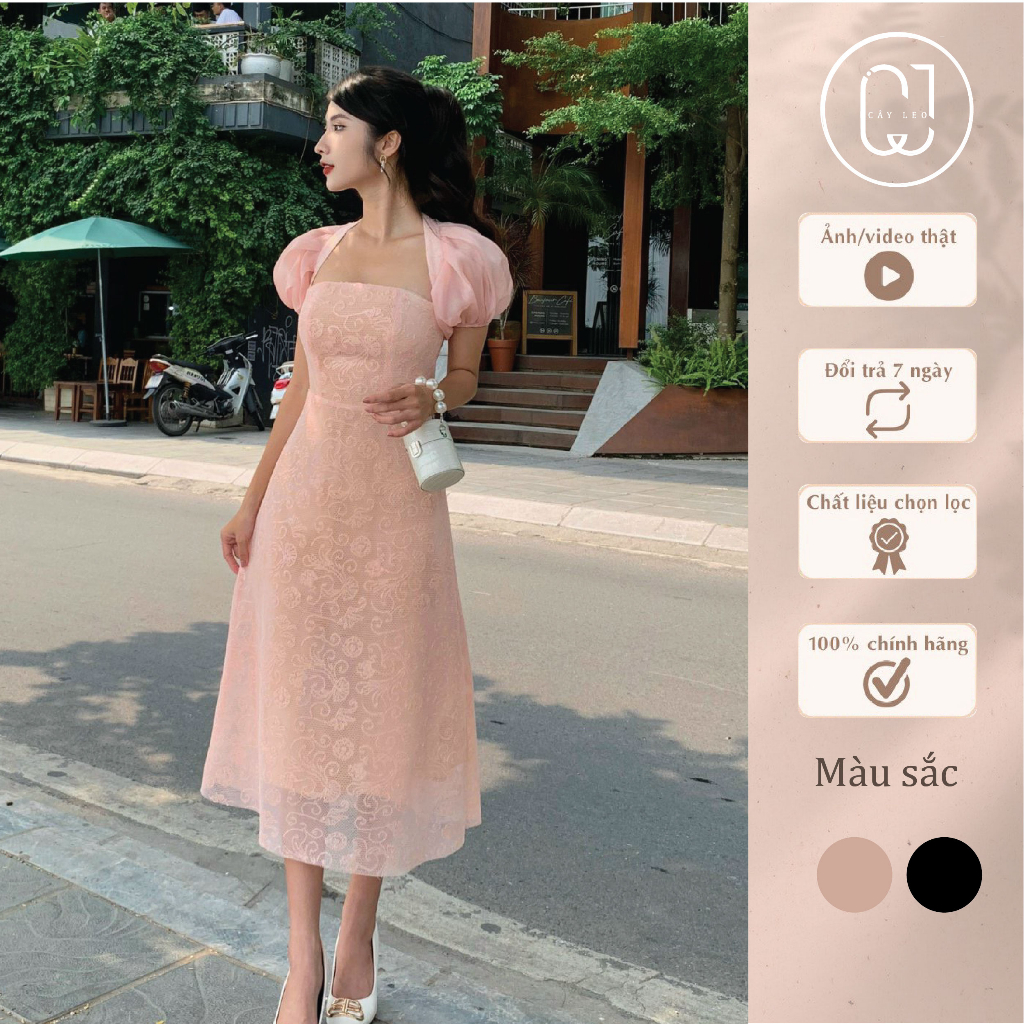 Váy kim sa tay bồng Cây Leo Design dáng dài sang trọng Min5071 Min5177