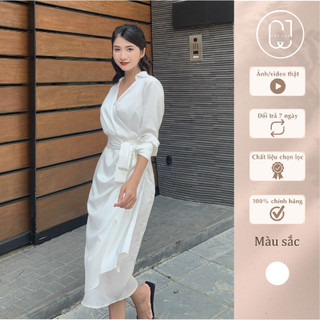 Đầm lụa sơ mi trắng Cây Leo Design thanh lịch cuốn hút Min3653