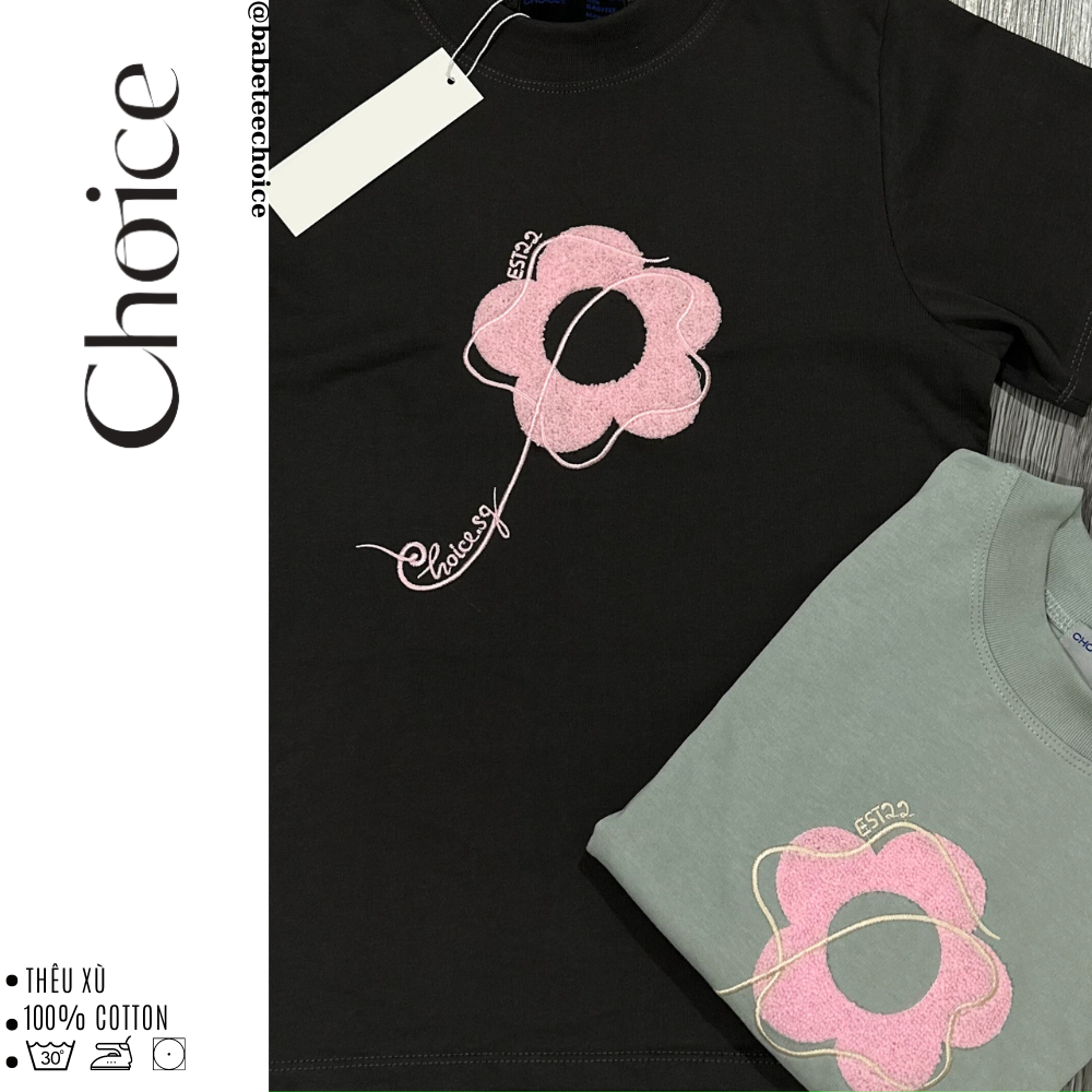 Áo Thun BabyTee Thêu Hoa Xù CHOICE.SG Cotton 100% BabyTee-TOP