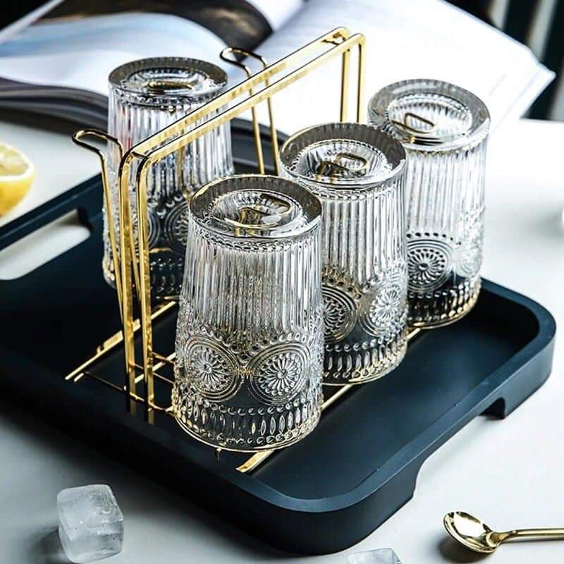 Sét 6 Ly thủy tinh Uống Nước Phong Cách Châu Âu Không Viền Vàng