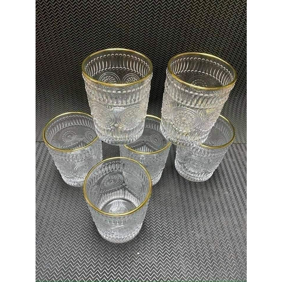 Sét 6 Ly thủy tinh Uống Nước Phong Cách Châu Âu Không Viền Vàng