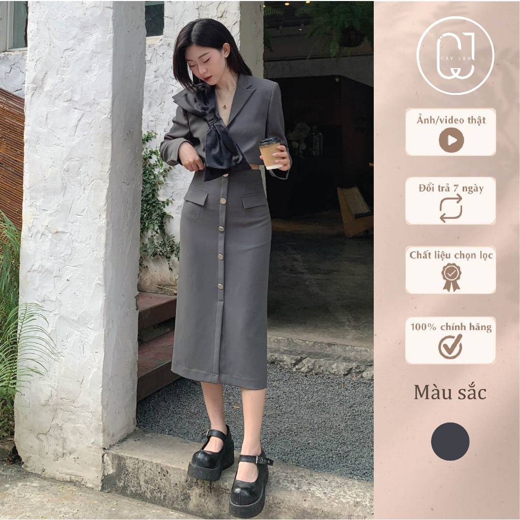 Set vest phối nơ Cây Leo Design phong cách công sở thanh lịch Min5381