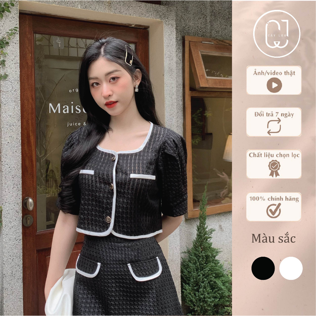 Set kẻ ô tay bồng 2 màu Cây Leo Design Min5641 Min5643