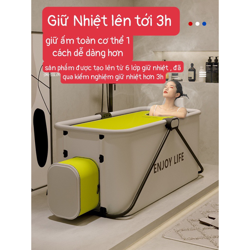 Bồn Tắm Gấp Gọn Enjoy Life Cao Cấp, Tiện Lợi Ngâm Thuốc , Xông Hơi , Ngâm Nước Đá