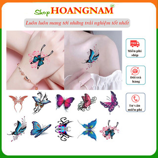 01 tấm Hình Xăm Bướm Dán Tattoo Ngẫu nhiên shop Hoangnam